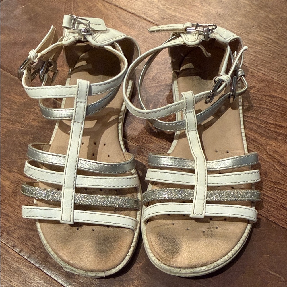 Geox Girls White and Silver Strappy Sandals